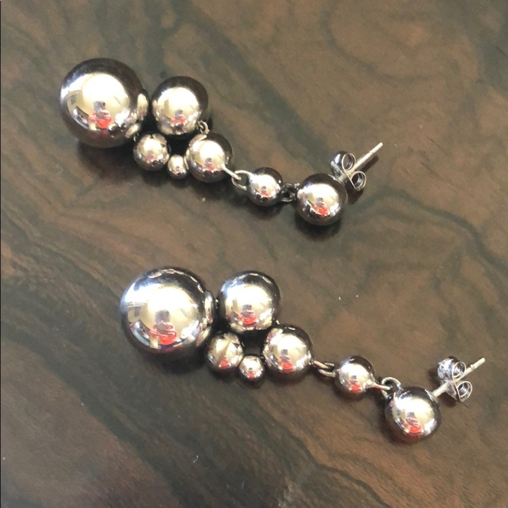 Movado sterling silver drop ball earrings